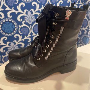 Marc Fisher "MF ULINN" Black Leather Combat Moto Boots Size 7.5